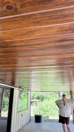 Back porch metal roof ceiling renovation #farmlife #renovation #backporch