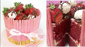 How to make a Red Velvet Cake ! Pocky cake