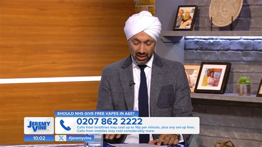 A new study has revealed that handing out free vapes to smokers in A&E departments could "save thousands of lives". | Jeremy Vine On 5