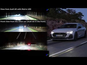Audi A5 Matrix LED real-life test review at night. View from other car. Highway, country roads