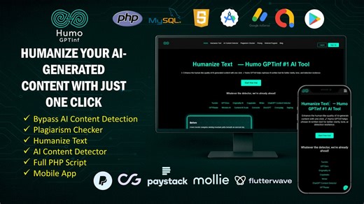🔥 Humo GPTinf – Bypass AI Detection | Plagiarism Checker | Humanize AI Text | Full PHP Script Download (AdSense Approved!)🎯 Tired of AdSense rejections? Plagiarism flags? AI detectors killing… | Humo Codings