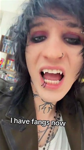 I got real fangs 🧛🏻‍♂ #johnnieguilbert #vampire #emo