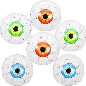 6 Pieces 22 Inches Halloween Eyeball Balloons, Large White Foil Mylar Scary Eye Balloons Indoor Outdoor Decorations for Halloween Spooky Haunted House Scary Themed Party Supplies