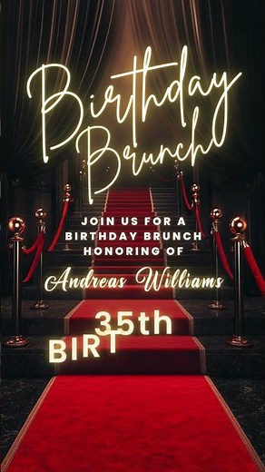 Luxury Red Carpet Birthday Invitation | VIP Animated Video Evite Editable in Canva