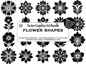Basic Flower Vector Clipart Bundle, Flowers Shapes, Scalable Without Quality Loss, Instant Download, Commercial Use, SVG PNG JPG Eps Ai Pdf - Etsy
