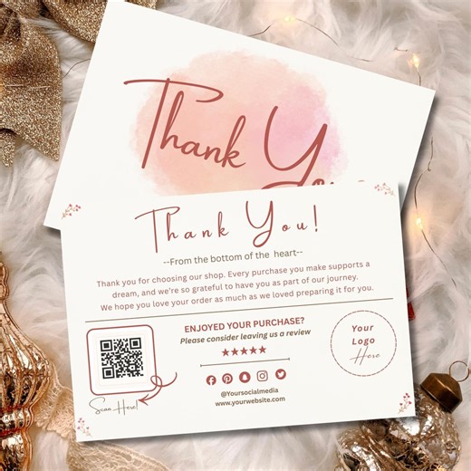 Editable Thank You Card Template Canva, Small Business Packaging Insert Card, Order Thank You Note, DIY Branding Card, Printable - Etsy