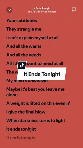 It Ends Tonight Lyrics by The All-American Rejects