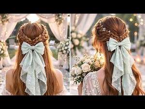 Beautiful Wedding Half Up Half Down Braid Hairstyle with Bow | Easy Bridal Hairstyle Tutorial