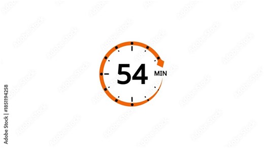 Countdown timer showing 54 minutes remaining with orange circular progress bar and black minute markers