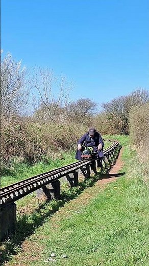 3.5 inch gauge Miniature Steam Locomotive passing at Pembrokeshire Model Engineers