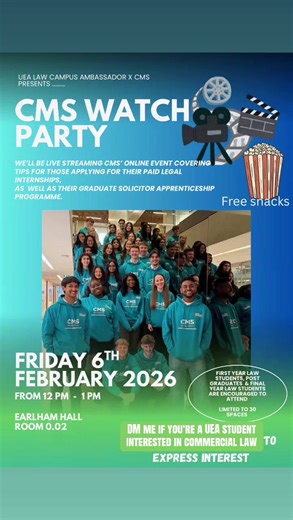 CMS is set to open applications for their insight programme on on 17th February and close on 27th February (10 day application window) This makes the Watch party really important tool for gaining insight for your application The Insight Programme is CMS’s equivalent of a first-year scheme, where first-year law students and penultimate-year non-law students are selected for a one-week paid work experience opportunity, with the potential to be fast-tracked to an assessment centre for the 2029 Dire
