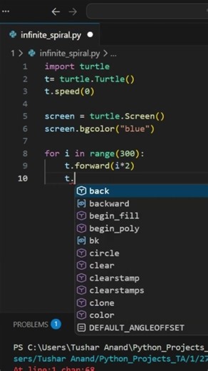 You Can’t Stop Watching This! Infinite Hypnotic Spiral 🌀 #coding #python #programming #shorts #code