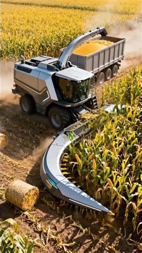 Modern Farming Revolution: Futuristic Corn Harvester in Action! #shorts #agriculture #automobile