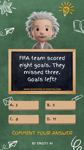 FIFA team scored eight goals Visit our website today to start your unlimited math practice! www.einstyai.com #EinstyAI #MathPractice #AIinEducation #SelectiveSchoolPrep #OpportunityClass #MathStoryProblems #StoryProblems #MathTutor #EdTech #PersonalizedLearning #HomeworkHelp #MathForKids #MathMastery #StudyHacks #ParentingHacks #LearningAtHome | Einsty AI | Facebook