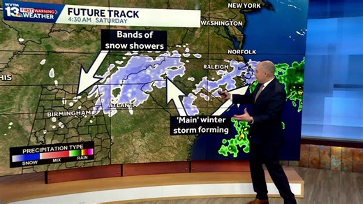 Snow showers possible in Alabama before a cold weather forecast through Monday of next week