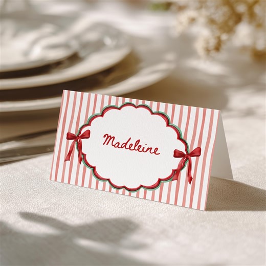 Editable Candy Cane Christmas Place Card Template (printable Digital Download), C3 - Etsy