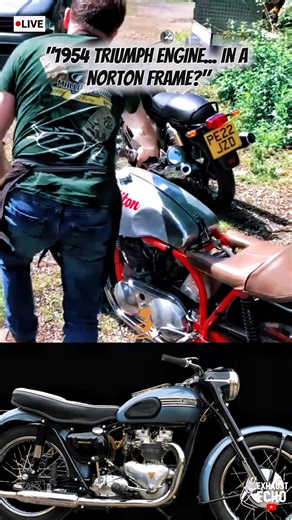 “1954 Triumph T100 Hybrid — The British Legend Reborn 🔥” Experience the rare fusion of a 1954 Triumph T100 engine inside a Norton Wideline Featherbed frame — a masterpiece of British engineering. That 498cc parallel twin roar isn’t just sound… it’s history screaming through time! 👂Turn up your volume and feel the power of pure craftsmanship. #TriumphT100 #NortonFeatherbed #VintageMotorcycle #ClassicBritishBike #CafeRacerVibes #OldSchoolEngineering #MotorcycleHistory #ExhaustEcho #BritishIron |