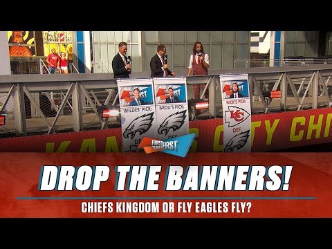 Nick, Brou and Wildes drop their banners in Kansas City ahead of Chiefs-Eagles | FIRST THINGS FIRST