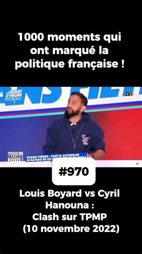 Politis&Vous on Instagram: "Lors de l’émission « Touche pas à mon poste », le député LFI Louis Boyard critique les activités de Vincent Bolloré, le propriétaire de la chaîne. Cyril Hanouna explose immédiatement en direct et l’insulte violemment : « T’es un naze », « T’es une merde ». L’animateur lui reproche d’attaquer celui qui le payait lorsqu’il était chroniqueur, tandis que l’élu tente de défendre la liberté de la presse. Cet affrontement verbal d’une brutalité inédite a provoqué un séisme m