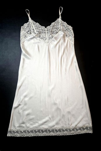 Vintage 1990s Satin Night Gown. White Slip Dress. - Etsy