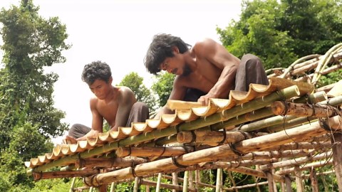 A creative luxury villa with swimming pool and private decorated living room built by hand