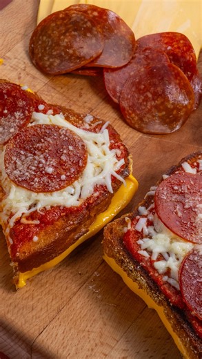 Grilled Cheese Pizzas Crispy grilled cheese bases made with Ingles Deli White Loaf Bread and Borden Sliced Cheese are topped with Rao’s Marinara Sauce, gooey mozzarella, Carando Pepperoni, and a finishing sprinkle of Belgioioso Parmesan Cheese. This pizza-inspired mashup delivers big comfort-food flavor with an easy skillet-to-oven method that’s perfect for weeknights or game day. Grilled Cheese Pizzas Makes 4 8 slices Ingles Deli White Loaf Bread butter, room temperature 8 slices Borden Sliced 