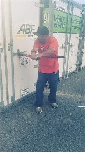 Opening a U-Pack Container with a Bolt Cutter