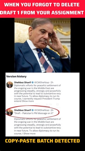 When You Forget to Delete Draft 1 😂 | Pakistan PM Shehbaz Sharif Copy-Paste Fail #viralshort #shorts
