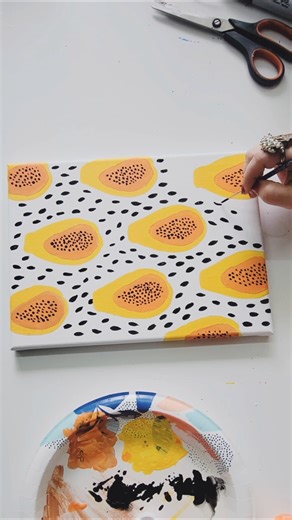 Pinterest-inspired Papaya canvas board easy painting ideas
