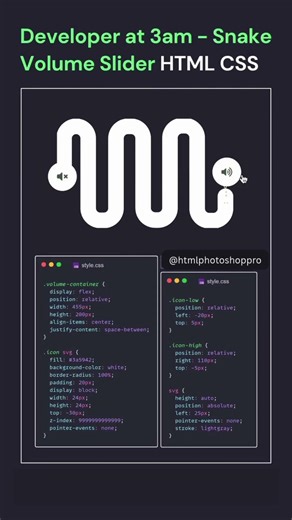 Snake Volume Slider Using HTML CSS #coding #viralvideo #htmlcss #snake #shortvideo #shorts #short