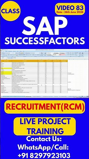 SAP SuccessFactors RCM Training Online Tutorial Class 83 26th June 2026 #sapsuccessfactorstraining