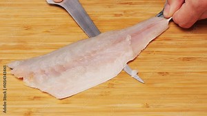 Cooking fish Peruvian ceviche close-up. Fresh cooked ceviche made of raw white fish. Traditional Peruvian cuisine. Cooking seafood dish.