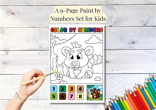Kids Paint by Numbers | 9-page Printable Activity (PDF) - Etsy