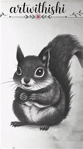 How to Draw a Cute Squirrel | Realistic Pencil Drawing Tutorial #shorts #gesturedrawing