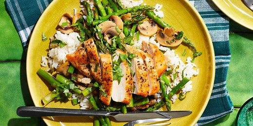 Chicken, Asparagus, and Mushroom Skillet