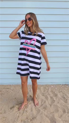 2.8K views | New pieces have been sneaking in! Fab pieces from Threadz, like this fun striped dress - there's a tee too! And jackets and the famous 2-in-1 tops! Shop this dress here > https://www.preen.co.nz/product/threadz-heart-stripe-dress/bf-45939.aspx?c=150 | Preen | Facebook