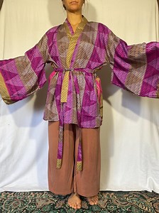 Recycled Vintage Silk Short Kimono - Etsy