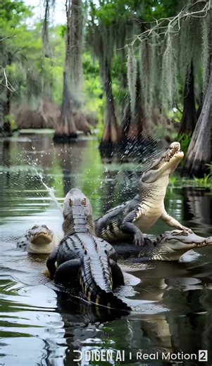 Playful Alligators in the Swamp 🐊💦 Nature’s Hidden Joy!