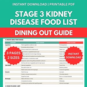 Stage 3 Kidney Disease Food List for Dining Out: Printable Dining Out Guide With Kidney-friendly Menu Tips | Digital Download - Etsy