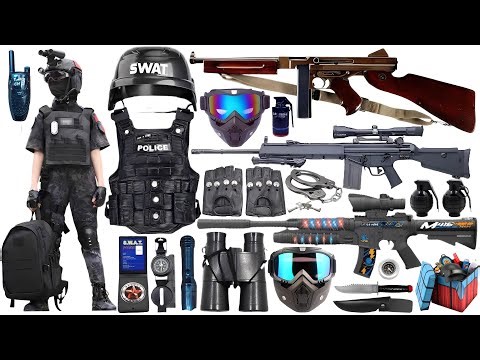 Special Forces military toy gun set unboxing,RPG launcher,hunting rifle,sniper rifle,tactical helmet