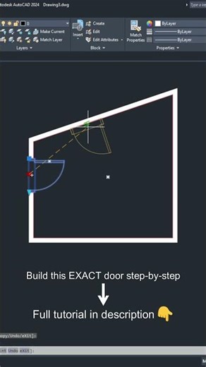 Dynamic Door Block in AutoCAD (Smart + Auto Wall Cut)
