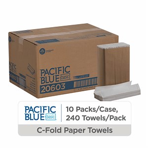 Pacific Blue Basic® C-Fold Paper Towels by GP PRO (Georgia-Pacific), White, 20603, 10.1” x 12.7” (LxW), 240 Towels Per Pack, 10 Packs Per Case