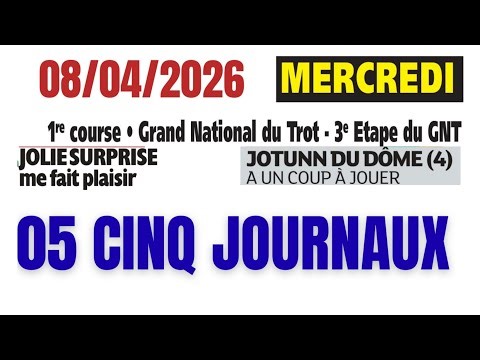 05 CINQ JOURNAUX WEEKEND PARIS TURF GAZETTE GENY COURSE TIERCÉ MAGAZINE GRAND NATIONAL TROT 08/4/26