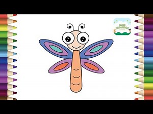 How to Draw a Cute Dragonfly Simple & Easy Step by Step for Kids | Dragonfly Drawing