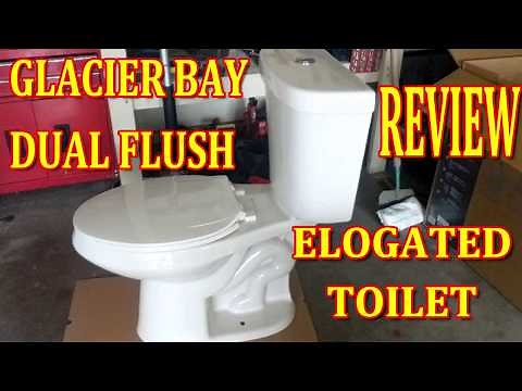 GLACIER BAY DUAL FLUSH HIGH EFFICIENCY ELONGATED TOILET REVIEW (OPEN BOX)