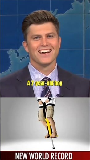 7-Year-Old Pennsylvanian Smashes Pogo Stick Record 😳🎯 Colin Jost’s Reaction Was Fire! #shorts