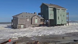 An eighth oceanfront house at the end of Tower Circle Road in Buxton collapsed at approximately 4:45 p.m. Thursday. https://islandfreepress.org/outer-banks-news/eighth-house-collapses-in-buxton/ Video by Don Bowers for Island Free Press. | The Island Free Press