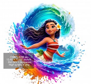 Moana Watercolor Splash PNG: High Resolution Digital Design (4 PNG) - Etsy
