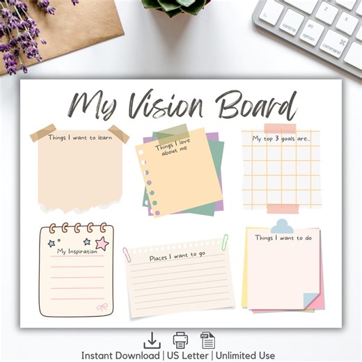 Printable Kids Vision Boards Template, New Years Activity, Goal Setting Sheet for Children Vision Board 169 - Etsy