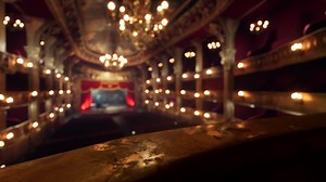 Red theater with golden elements in dark light